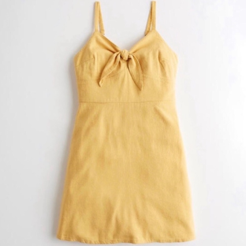 👗 Hollister Summer Front Tie Yellow Dress 👗